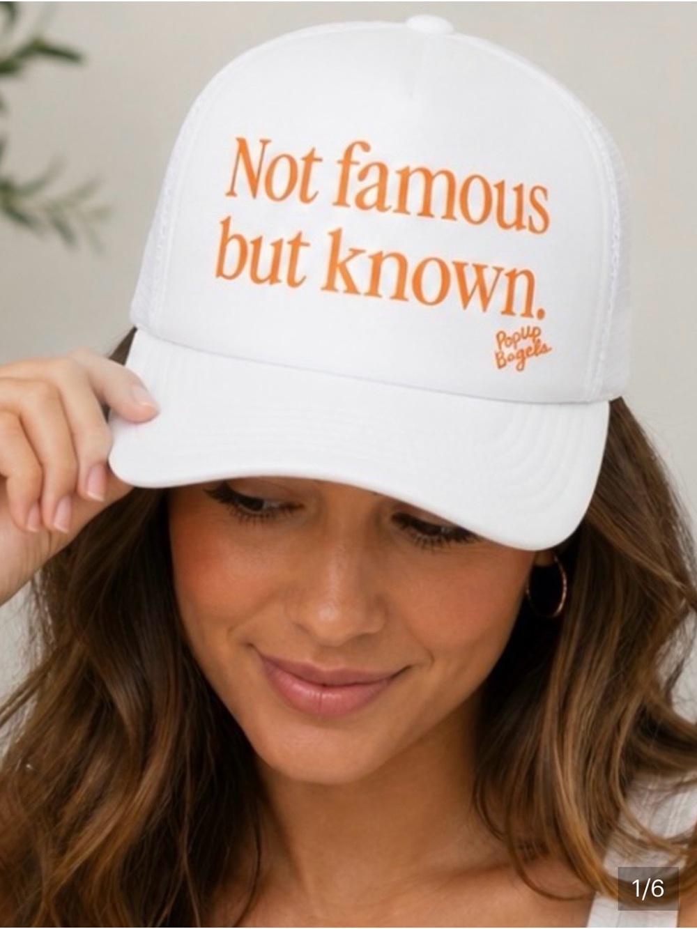 PopUp Bagels "Not Famous But Known" White Trucker Hat Cap.  NWT